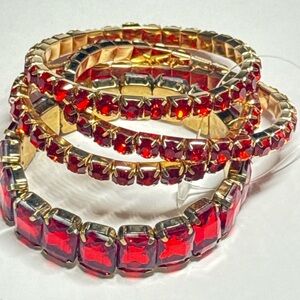 NWT Elegant Red & Gold 4-Piece Bracelet Set Valentines Day Gift Set New Bracelet